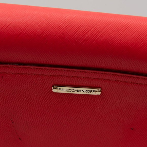 Rebecca Minkoff Skylar Purse Saddle Crossbody Bag Leather Studs Fire Engine Red - Picture 10 of 12
